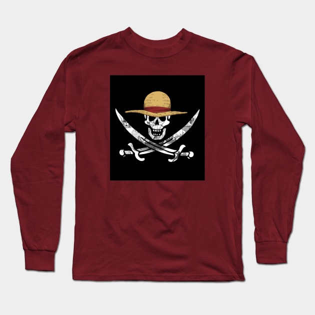 Pirate Flag skull Long Sleeve T-Shirt by LAMCREART